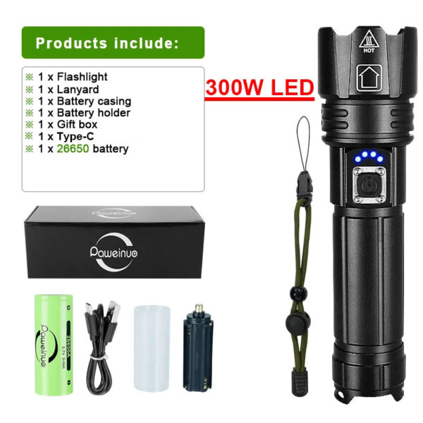 Powerful LED Rechargeable Flashlight – Tactical USB Torch Light